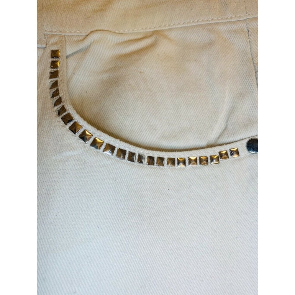 Ashro White Jeans w/ Silver Studs On Pockets Sz 14 - Picture 10 of 10